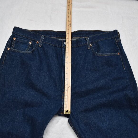 Levis 501 Mens Jeans 44 X 30 Button Fly Dark Wash Straight Leg Classic Western - Picture 14 of 16